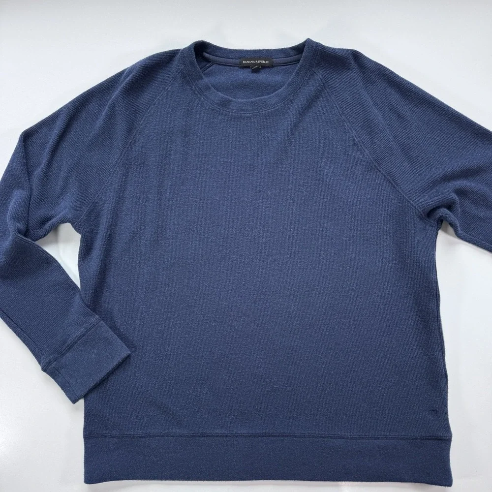 BANANA REPUBLIC Ribbed Sweatshirt Crew Neck Mens XL Blue Soft